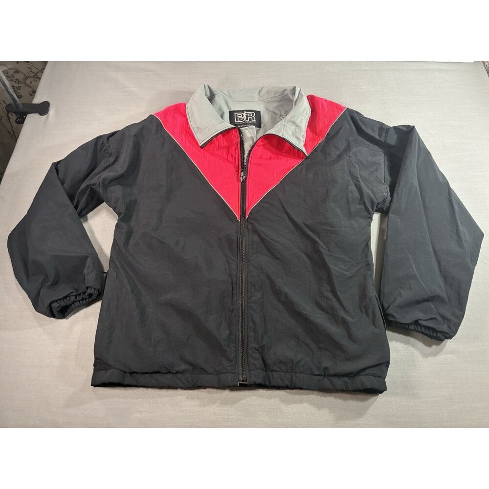 Vintage Bill Rodgers Jacket Mens Medium Black Pink USA Made Running Insulated